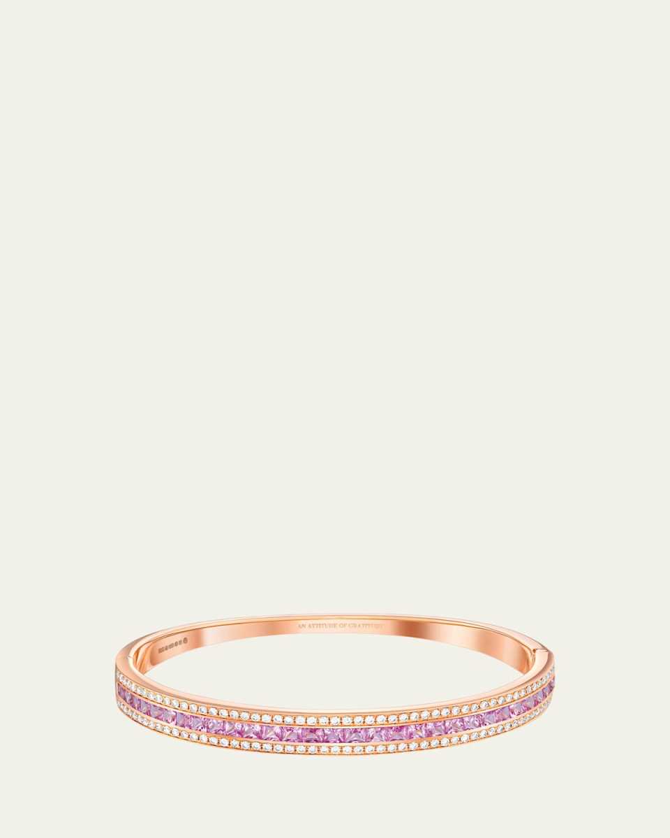 18K Rose Gold Union Diamond and Pink Sapphire Bangle Bracelet